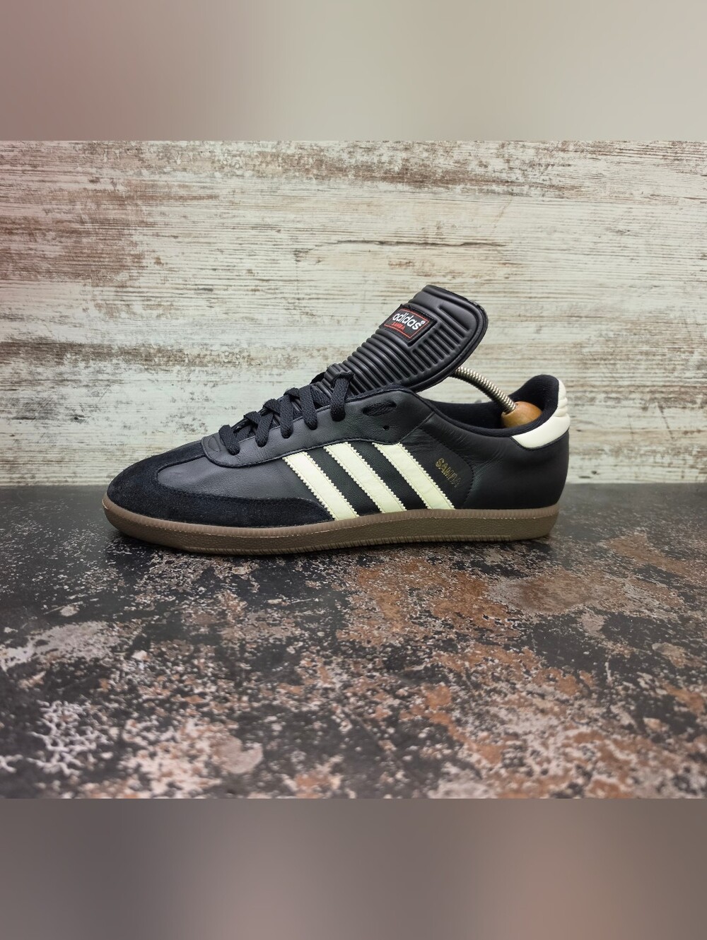 Vintage 2011 Adidas Samba Athletic Shoes Sz 12 Used Black White Leather Classic